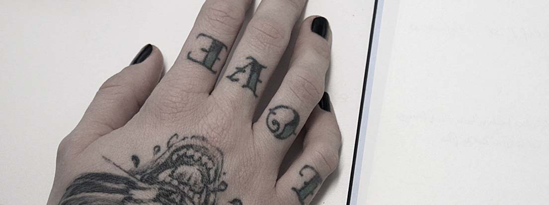 Love: Hand of typography girl
