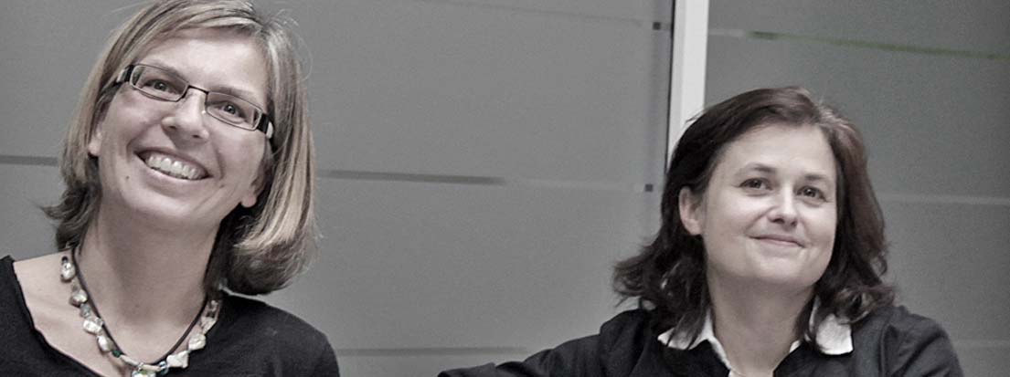 Helga van Veen (AGD), Agentur Freiraum, Regensburg und Tina Fritzsche (AGD), Grafikdesignerin, Garmisch-Partenkirchen.